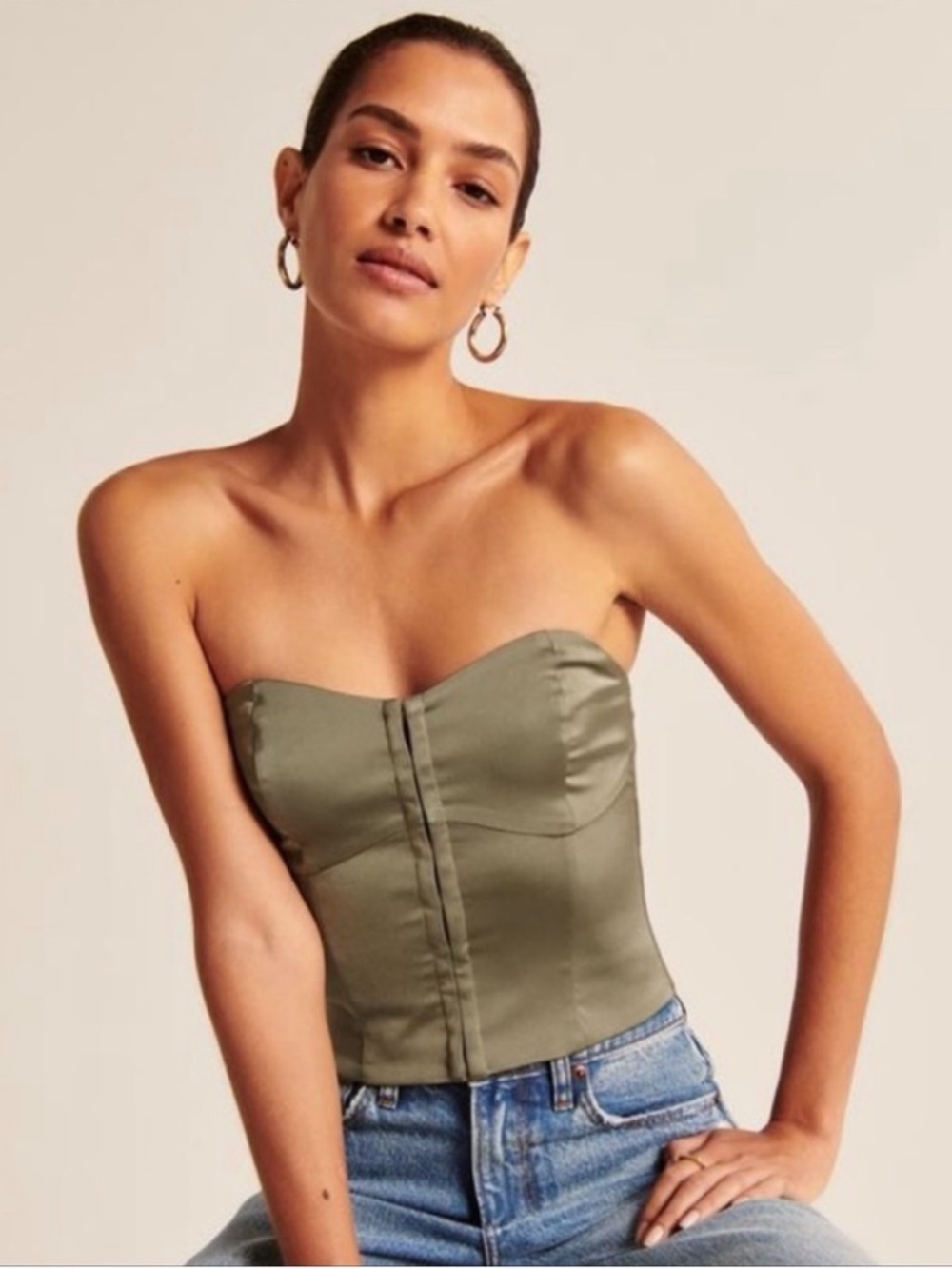Abercrombie & Fitch olive green corset top